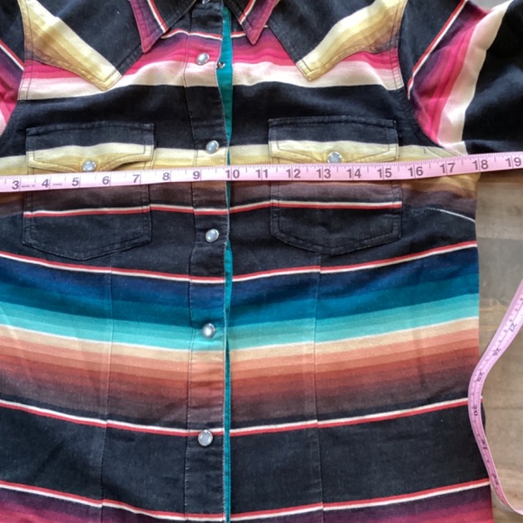 Tasha Polizzi Southwestern Striped Snap Front Collared Blouse S - Picture 4 of 4